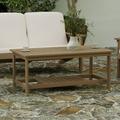 Merrick Lane All-Weather Poly Resin Wood Two Tiered Adirondack Slatted Coffee Conversation Table in Natural Cedar