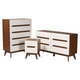 Calypso Mid-Century Modern Two-Tone White and Walnut Brown Finished Wood 3-Piece Storage Set
