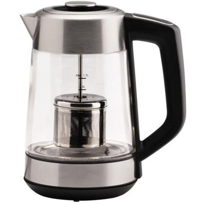 Electric Glass Kettle with Color Changing LED Indicators and Stainless Tea Infuser