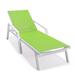 LeisureMod Marlin Patio Chaise Lounge Chair With Arms Aluminum Frame Arms Green