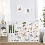 Jungle Animals Boy Girl Sweet Jojo Designs 6pc Crib Bedding + BreathableBaby Breathable Mesh Liner Anti Bumper Pad Safari Animal