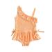 TFFR Baby Girl Swimsuit Polka Dot Printed Slant Collar Flouncing Sling Beach Romper