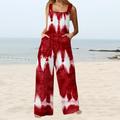 Sayhi Jumpsuits For Women Loose Stretchy Wide Leg Jumpsuit Sleeveless Rompers Casual Dressy Summer Bodysuit Red L