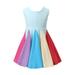 DxhmoneyHX Toddler Girl Rainbow Skater Dresses Casual Sleeveless Princess A-line Dress Summer Dresses for Party Wedding
