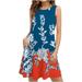 WQJNWEQ Dresses For Women Clearance Summer Dresses For Women Beach Floral Tshirt Sundress Casual Pockets Boho Tank Dress