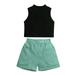 ZMHEGW Toddler Outfits For Girl Kids Child Sleeveless Vest Ribbed Tops Solid Shorts Pants 2Pcs Set