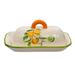 iH casadécor IH Casa Decor Ceramic Lemon Butter Dish w/ Lid Wood in Brown/Green/Orange | 3.65 H x 5.15 W x 8.5 D in | Wayfair DD-1015