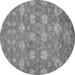 Ahgly Company Indoor Round Abstract Gray Modern Area Rugs 5 Round