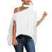 wendunide womens tops Women Casual Solid Halter Neck Button Strap Cold Shoulder Irregular Short Sleeves Shirt Blouse Top Women Shirts White L