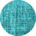 Ahgly Company Indoor Round Oriental Light Blue Asian Inspired Area Rugs 6 Round