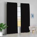 Amay Blackout Double Pinch Pleated Curtains Panel Black Solid 84 Inch Wide by 84 Inch Long- 1Panel