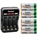 Kastar 8-Pack AAAJ 1.2V 1000mAh Ni-MH Battery and CMH4 Charger Compatible with Panasonic KX-TH1211 KX-TH1211B KX-TH1212 KX-TH1212B KX-UDT111 Panasonic BK40AAABU HHR-55AAABU HHR-65AAABU HHR-75AAA/BU