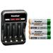 Kastar 4-Pack AAAJ 1.2V 1000mAh Ni-MH Battery and CMH4 Charger Compatible with Panasonic KX-TH1211 KX-TH1211B KX-TH1212 KX-TH1212B KX-UDT111 Panasonic BK40AAABU HHR-55AAABU HHR-65AAABU HHR-75AAA/BU