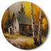 Loon Peak® Small Cottage In Autumn II - Landscape Wood Wall Art - Natural Pine Wood in White | 36 H x 36 W x 1 D in | Wayfair