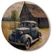 Rosalind Wheeler Old Blue Car At The Barn - Farmhouse/Country Wood Wall Art - Natural Pine Wood in Blue/Brown | 16 H x 16 W x 1 D in | Wayfair