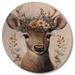 Loon Peak® Cute Baby Caribou w/ Floral Crown I - Modern Wood Wall Art - Natural Pine Wood in White | 36 H x 36 W x 1 D in | Wayfair