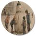 The Holiday Aisle® Building A Huge Snowman I - Modern Wood Wall Art - Natural Pine Wood in Blue/Brown/Pink | 29 H x 29 W x 1 D in | Wayfair