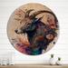 Rosalind Wheeler Cute Goat Floral Art II - Animals Wood Wall Art - Natural Pine Wood in Blue/Brown/Red | 16 H x 16 W x 1 D in | Wayfair