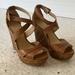 Michael Kors Shoes | Michael Kors Sienna Floral Leather Acorn Gold Inlay Platform Sandals. | Color: Brown/Gold | Size: 7.5
