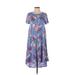 Lularoe Casual Dress - High/Low: Blue Print Dresses - Women's Size 2X-Small