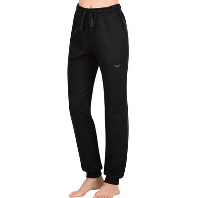 Sweathose TRIGEMA "TRIGEMA Jogginghose aus Biobaumwolle", Damen, Gr. M, US-Größen, schwarz, 75% Baumwolle (Biobaumwolle kbA), 25% Baumwolle (recycelt), Basic, Hosen Image