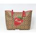 Coach Bags | Coach City Tote Khaki Signature Canvas Red Wild Strawberry Ch329 Nwt $428 | Color: Brown/Red | Size: Large