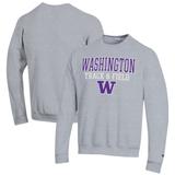 Men's Champion Gray Washington Huskies Track & Field Stack Powerblend Pullover Sweatshirt