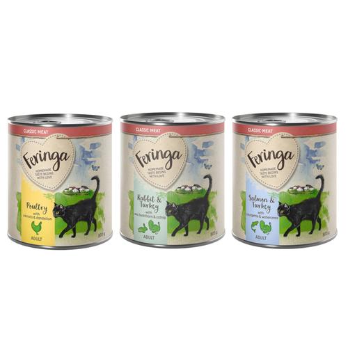 6x800g Classic Meat Menü Mixed Feringa Katzenfutter nass 3 Sorten