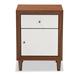 Baxton Studio Harlow Mid-Century Modern Scandinavian Style White & Walnut Wood 1-Drawer & 1-Door Nightstand Wood in Brown/White | Wayfair