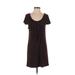 Soma Casual Dress - Shift Scoop Neck Short sleeves: Brown Print Dresses - Women's Size Small