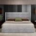 Wade Logan® Bradenburg Lift Up Storage Platform Bed Upholstered/Metal/Polyester in Gray/Yellow | 44.5 H x 79.7 W x 84 D in | Wayfair