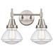 Caden Olean 15.75"W 2 Light Satin Nickel Bath Vanity Light w/ Clear Sh