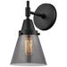 Caden Cone 11" High Matte Black Sconce w/ Plated Smoke Shade