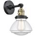 Olean 7.75" High Black Brass Sconce w/ Clear Shade