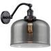 Bell 13" High Matte Black Sconce w/ Plated Smoke Shade