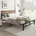 Full Size Rustic Brown Platform Bed with Wood Headboard and Metal Slats Support