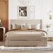 Queen Size Velvet Upholstered Storage Platform Bed with Large Storage Drawer, Headboard and Wood Slats