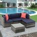 7-Piece Patio Conversation Set Outdoor Garden Patio Furniture Sets PE Rattan Wicker Sectional Cushioned Sofa Sets Conversation Chairs Ratten Sofa with 2 Pillows and Coffee Table