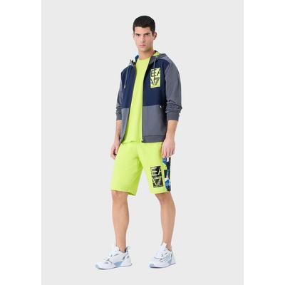 Graphic Series Cotton Board Shorts - Green - Emporio Armani Beachwear