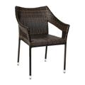 Flash Furniture Ethan Set of 2 Commercial Grade Stacking Patio Chairs All Weather PE Rattan Wicker Patio Dining Chairs in Espresso