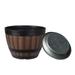 Vintage Style Round Planter Resin Whiskey Barrel Shaped For Indoor Outdoor Garden Yard Patio 300mm With Tray With Holes