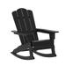 Flash Furniture Halifax Adirondack Rocking Chair with Cup Holder Weather Resistant HDPE Adirondack Rocking Chair in Black Set of 2