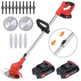 Weed Wacker Cordless Edger Trimmer Battery Powered 24V Electric Weed Eater Brush Cutter Lawn Edger Grass Trimmer Height Adjustable Mini-Mower