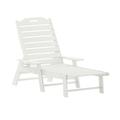 Flash Furniture Monterey Adjustable Adirondack Lounger with Cup Holder- All-Weather Indoor/Outdoor HDPE Lounge Chair in White