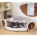 Vivifying Cat Tunnel Bed 2-in-1 Cat Bed Play Tunnel and Mat for Pets Cats Dogs Rabbits Kittens for Home Foldable Soft Cat Tunnel Tubes Toys Pet Play Bed Indoor (Gray)