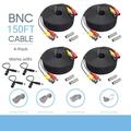 CJP-Geek 4-Pack 150 Feet Pre-Made All-in-One Siamese BNC Video and Power CCTV Security Camera Cable with Two Female Connectors Compatible for 960H & HD-CVI Camera and DVR (SCABLEHD150B-4pack)