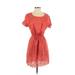 Madewell Casual Dress - Mini Scoop Neck Short sleeves: Orange Print Dresses - Women's Size 0