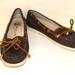 Michael Kors Shoes | Michael Kors Monogram Leather Shoes Slip On Flats Top Sider Size 7.5m | Color: Black/Brown | Size: 7.5