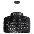 Paco Home LED Pendant Lamp Pendant Susp.Fitting Pendant Light for Liv.Room Bedroom Din.Room Lampshade Paper E27, Colour:Black (Ø40cm), Luminaire Type___Colour:Pendant Lamp - Black