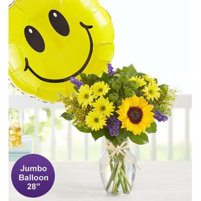 1-800-Flowers Seasonal Gift Delivery Fields Of Europe Summer W/ Jumbo Smile Balloon Small